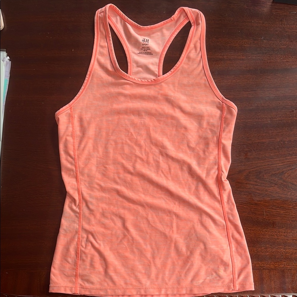 H&M Peach Sleeveless Fitted Activewear Tank Top